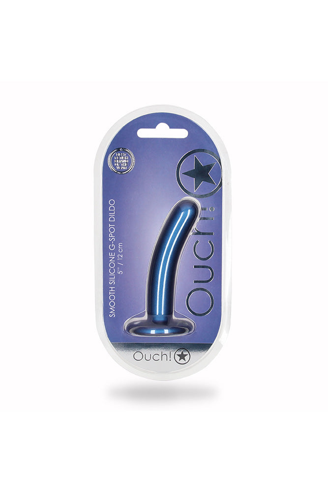 Ouch by Shots Toys - 5" Smooth Silicone Dildo - Metallic Blue Sex Toy - Tophatter Daily Deals