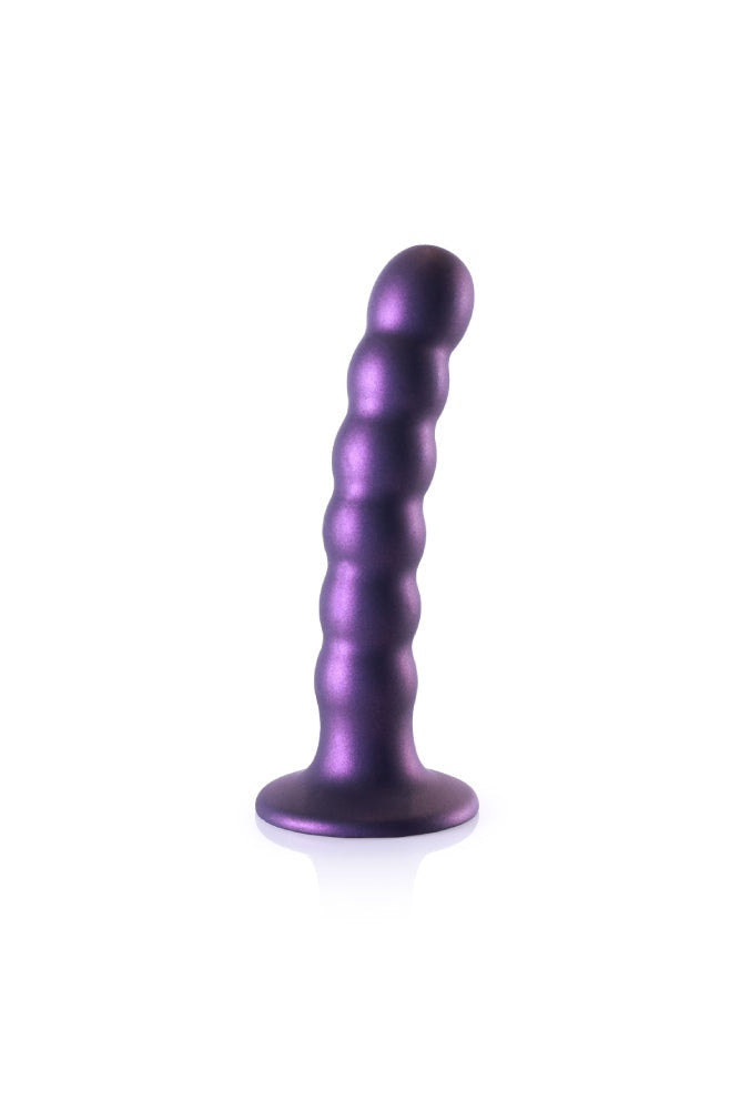 Ouch by Shots Toys - 5" Beaded Silicone Dildo - Metallic Purple Sex Toy - Tophatter Daily Deals