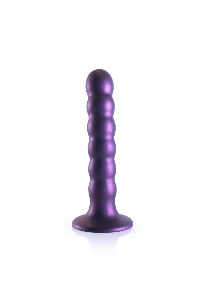 Ouch by Shots Toys - 5" Beaded Silicone Dildo - Metallic Purple Sex Toy - Tophatter Daily Deals