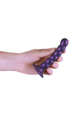 Ouch by Shots Toys - 5" Beaded Silicone Dildo - Metallic Purple Sex Toy - Tophatter Daily Deals