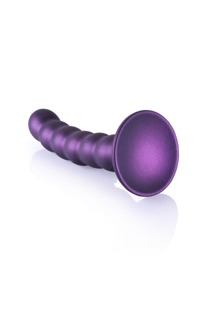 Ouch by Shots Toys - 5" Beaded Silicone Dildo - Metallic Purple Sex Toy - Tophatter Daily Deals
