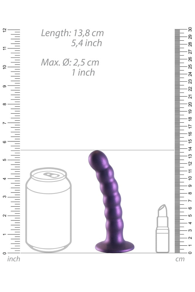 Ouch by Shots Toys - 5" Beaded Silicone Dildo - Metallic Purple Sex Toy - Tophatter Daily Deals