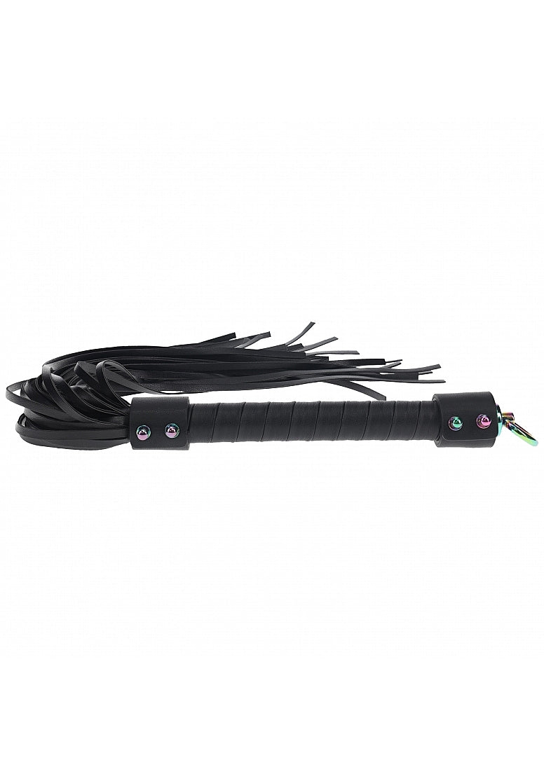 Ouch Venice Collection Flogger Black PU Leather with Iridescent Hardware > Bondage Gear > Whips & Floggers - Tophatter Daily Deals