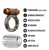 Stay Hard Vibrating Cock Ring Set With Textured Sleeve - Stamina Enhancer > Cock Ring > Vibrating - Tophatter Daily Deals