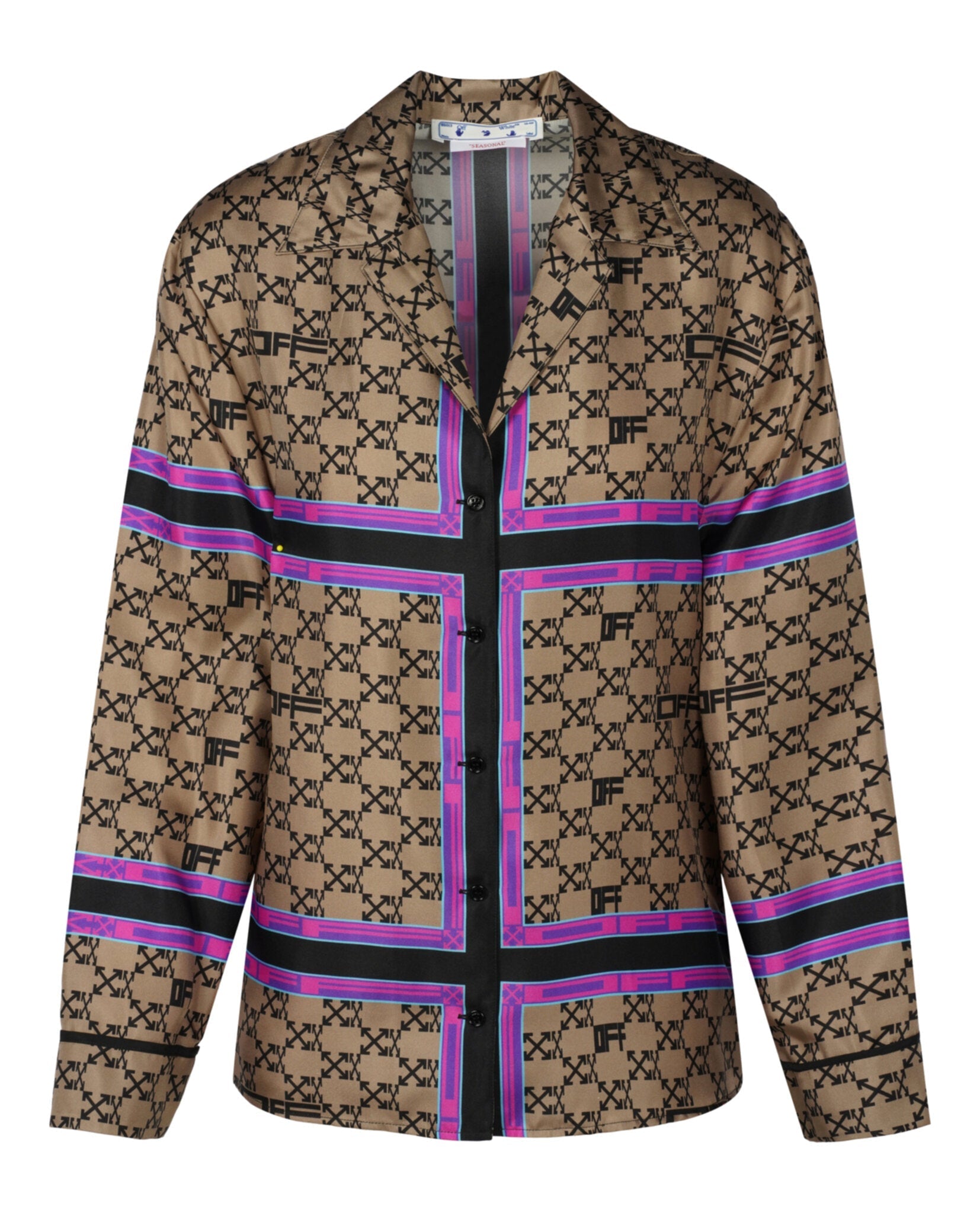 Off-White Monogram Pajama Silk Shirt Multi Long Sleeves - Tophatter Daily Deals