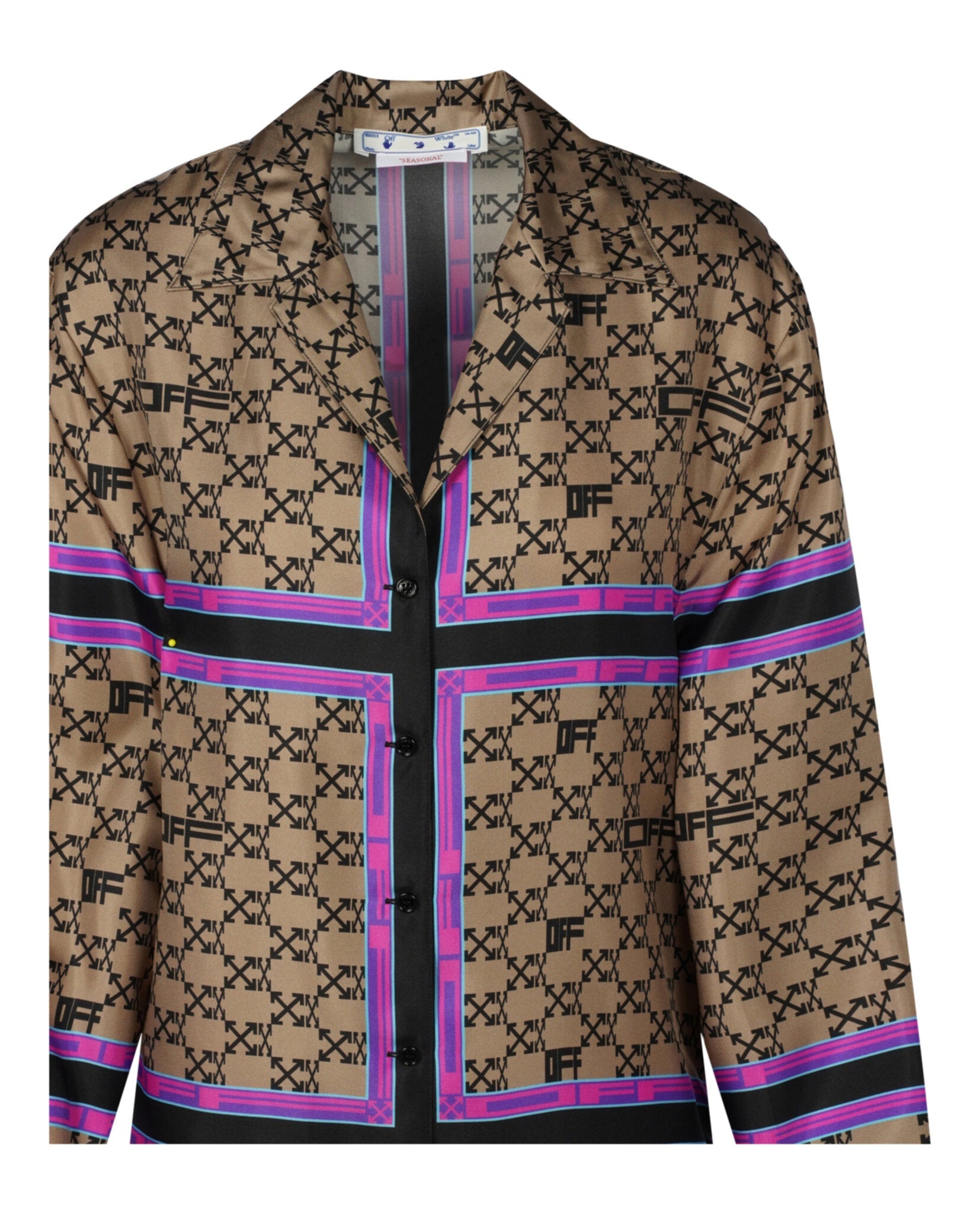 Off-White Monogram Pajama Silk Shirt Long Sleeves - Tophatter Daily Deals