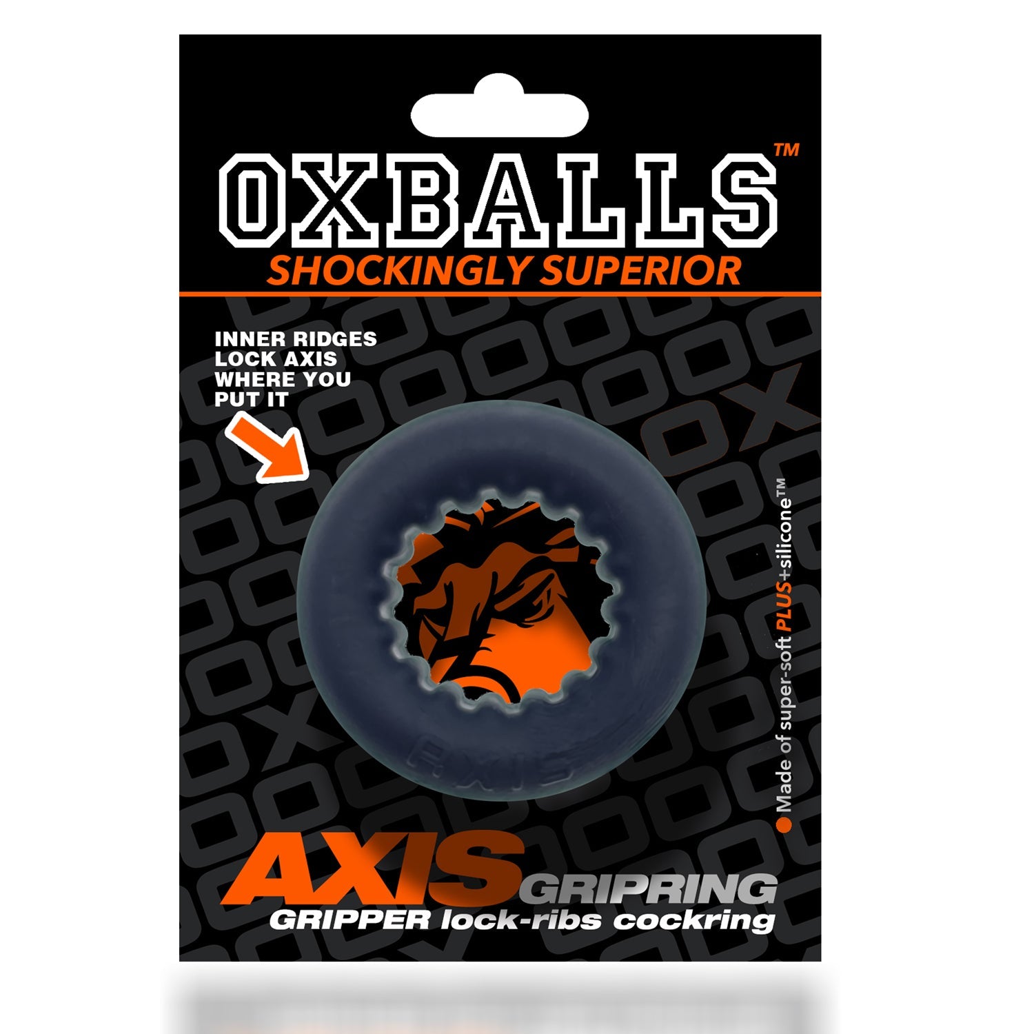 Oxballs Axis Inner Ribbed Griphold Comfort Cock Ring Black Ice > Cock Ring > Single - Tophatter Daily Deals