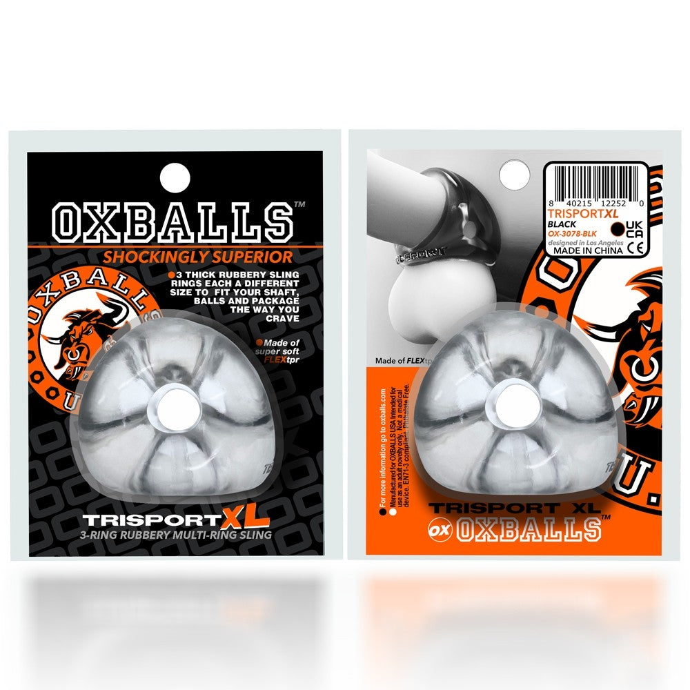 OXBALLS TRI-SPORT XL Thicker 3-Ring Cocksling Clear – Enhanced Support and Bulge Enhancement > Cock Ring > Sling - Tophatter Daily Deals