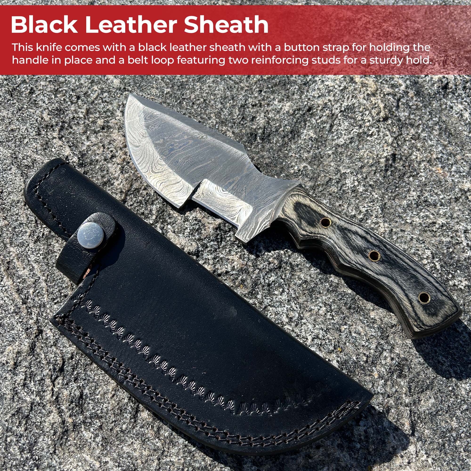 Ozark Full Tang Hand Forged Damascus Steel Tracker Knife knives - Tophatter Daily Deals