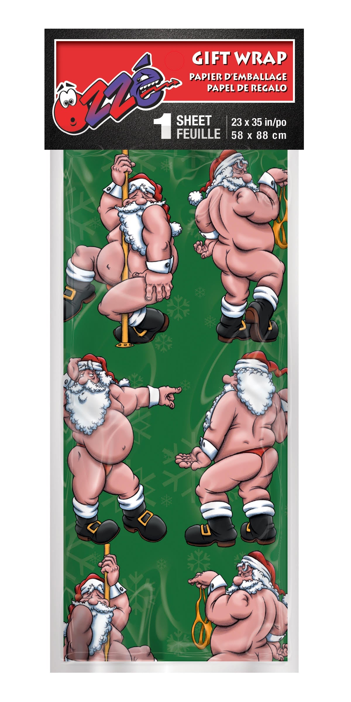 Santa Stripper Holiday Gift Wrap Wrapping Paper - Tophatter Daily Deals