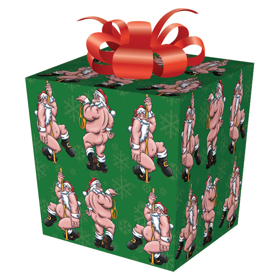 Santa Stripper Holiday Gift Wrap Wrapping Paper - Tophatter Daily Deals