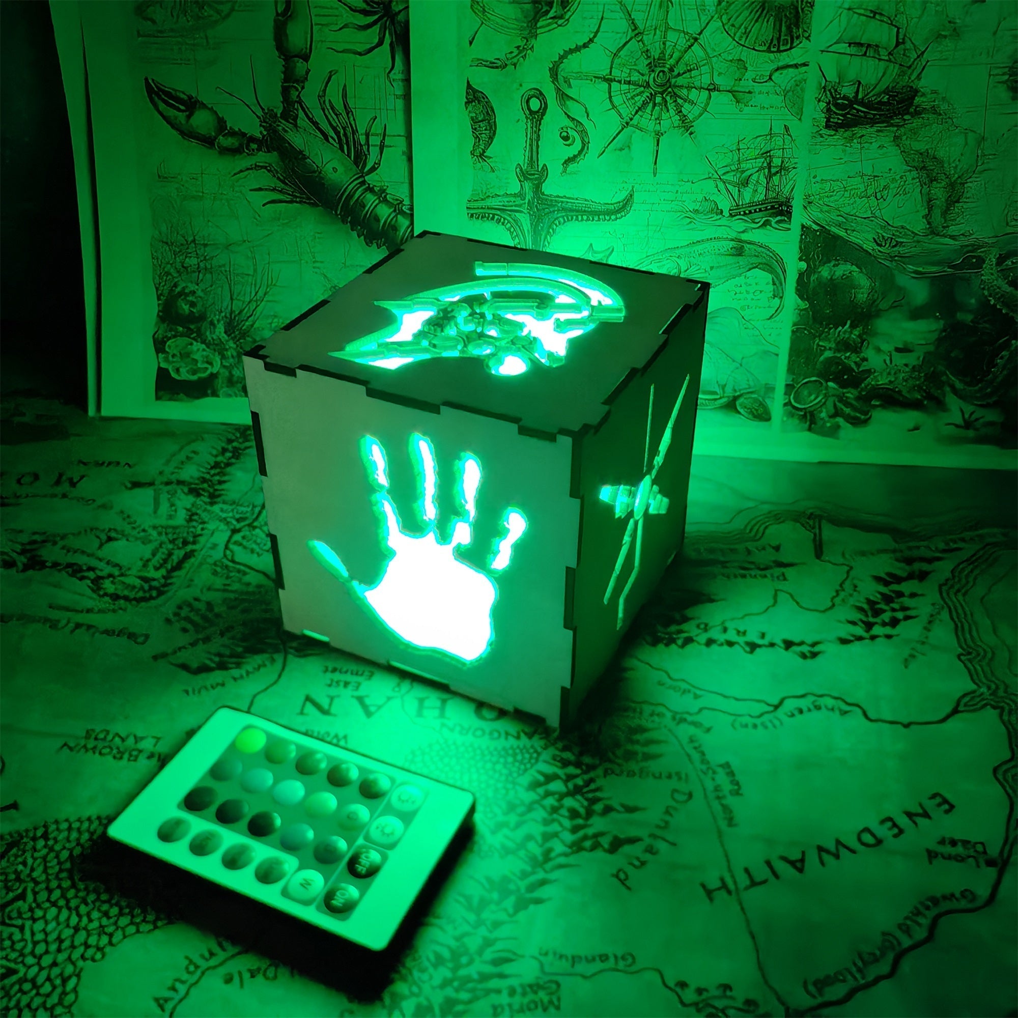 Odradek Terrain Scanner Inspired Night Light Wooden Cube Light - Tophatter Daily Deals