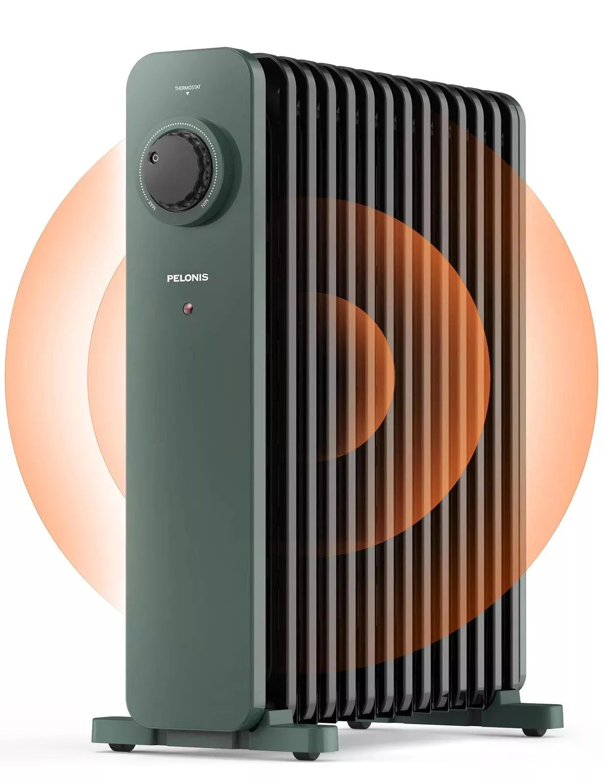 Room Heater Electric - Heater Oil Radiator with Adjustable Thermostat and 3 Heat Settings Oil Filled Heater with Overheat Protection (2500W, Knob Control) Green Winter Warm - Tophatter Daily Deals