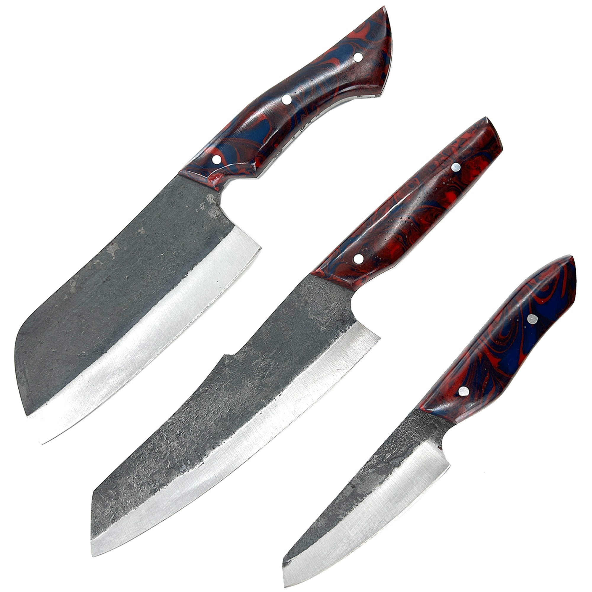 Oishee Japanese Style Carbon Steel Chef's Knives Set Of Three Kitchen Knife - Tophatter Daily Deals