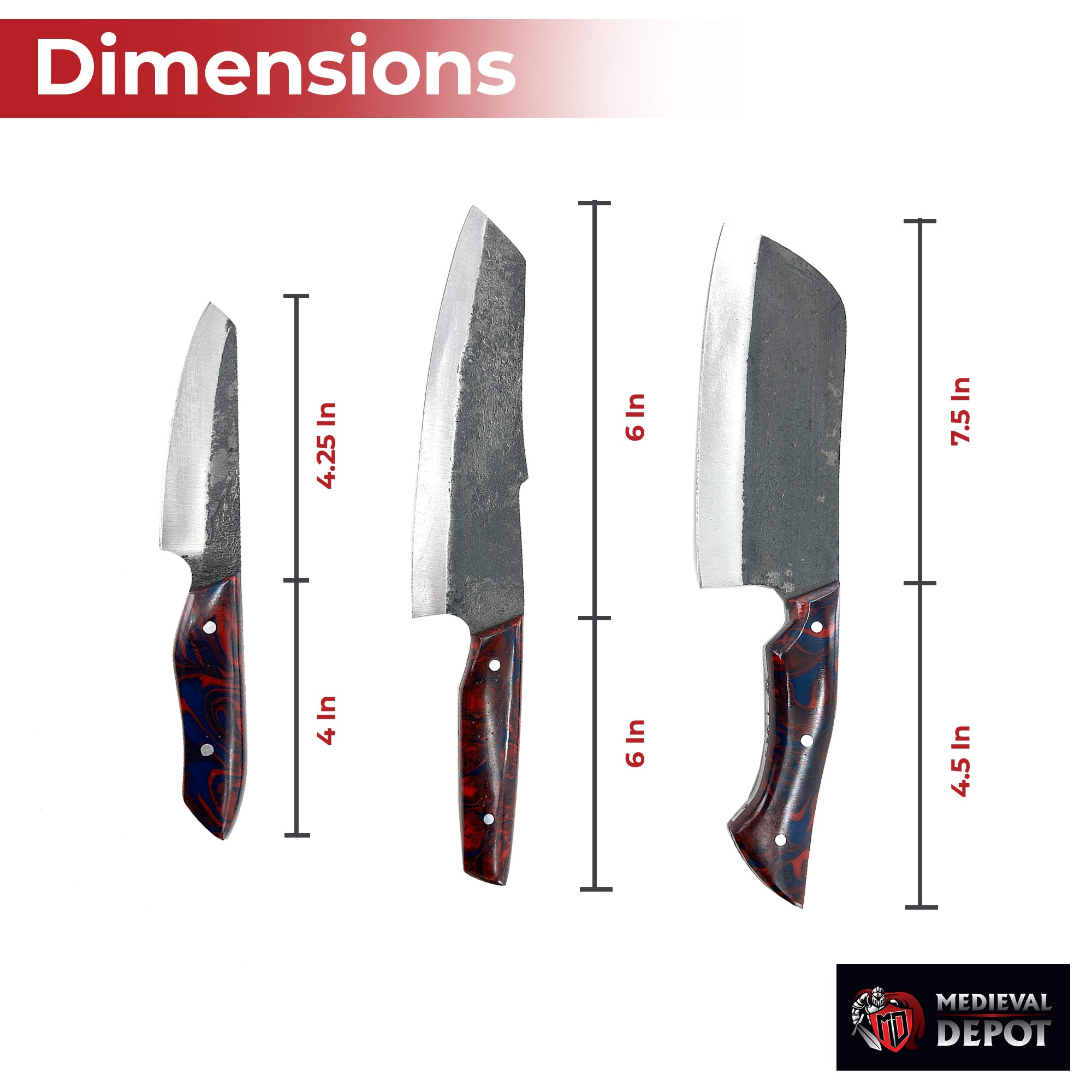 Oishee Japanese Style Carbon Steel Chef's Knives Set Of Three Kitchen Knife - Tophatter Daily Deals