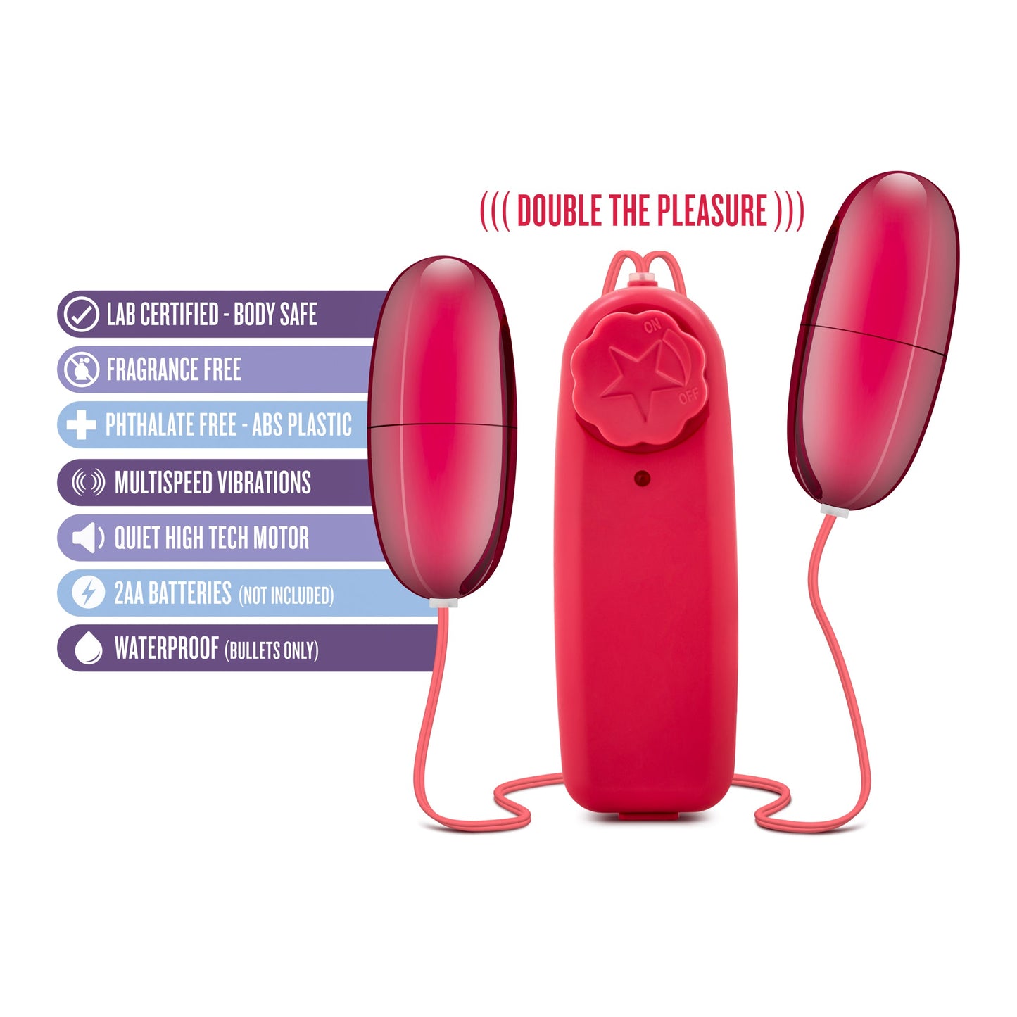 B Yours Double Pop Eggs Cerise Vibrating Pleasure Set > Vibrators > Mini Vibrators - Tophatter Daily Deals