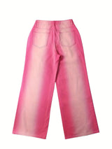Ombre Washed Pinkish Red Loose Fit Y2K Retro Streetwear Jeans, Women's Denim Jeans & Clothing - Tophatter Daily Deals