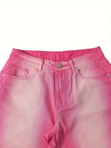 Ombre Washed Pinkish Red Loose Fit Y2K Retro Streetwear Jeans, Women's Denim Jeans & Clothing - Tophatter Daily Deals