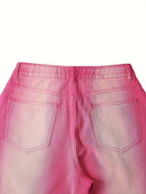 Ombre Washed Pinkish Red Loose Fit Y2K Retro Streetwear Jeans, Women's Denim Jeans & Clothing - Tophatter Daily Deals