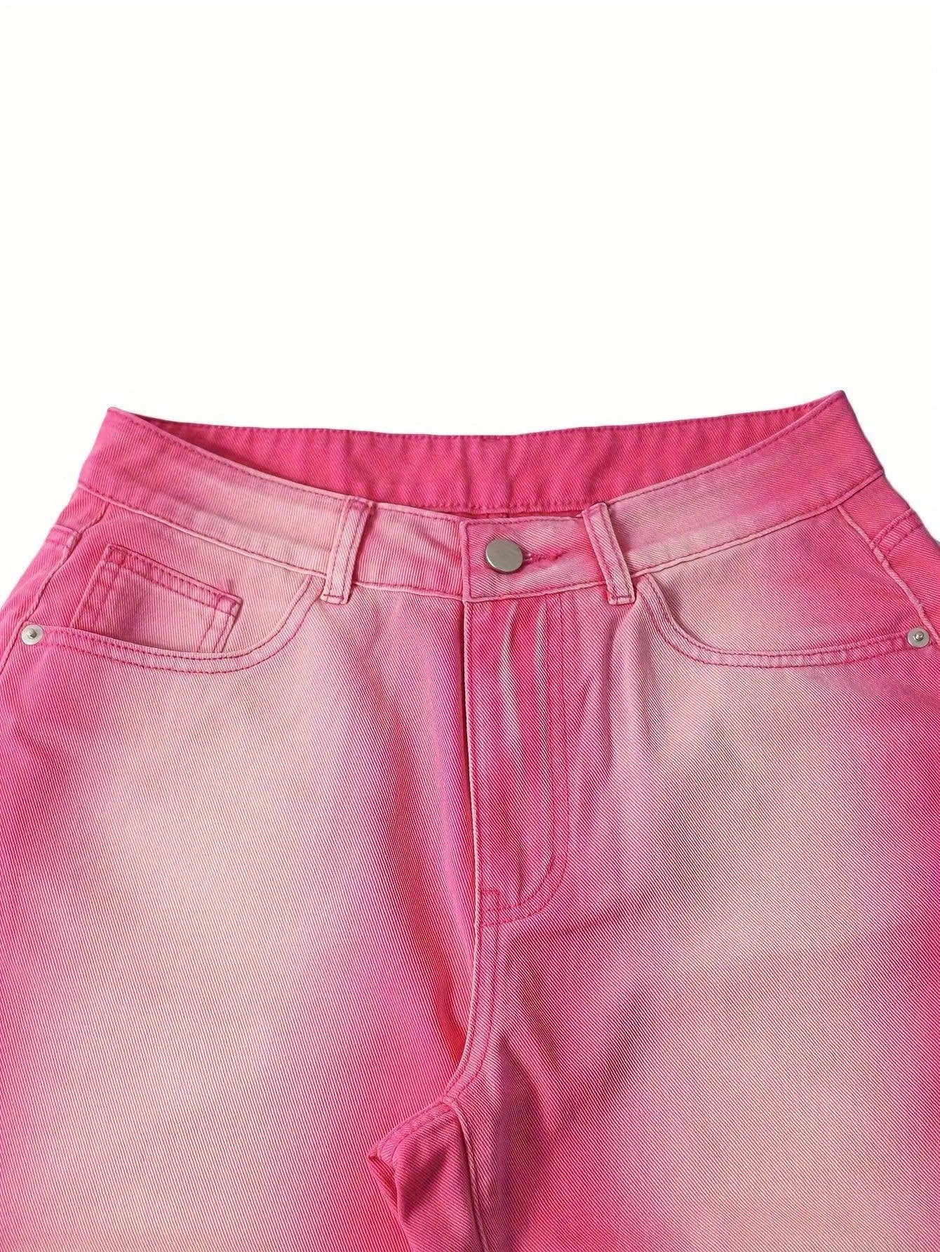 Ombre Washed Pinkish Red Loose Fit Y2K Retro Streetwear Jeans, Women's Denim Jeans & Clothing - Tophatter Daily Deals