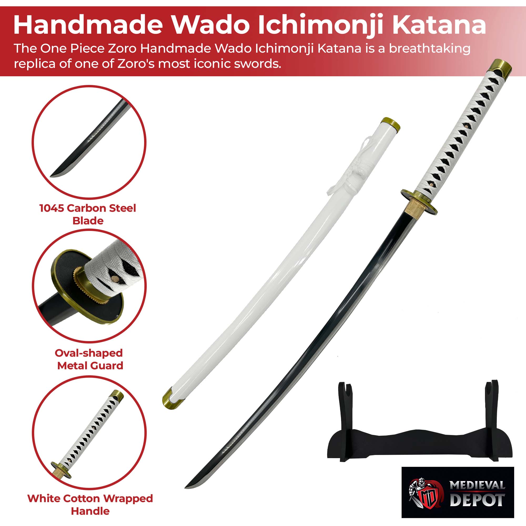 One Piece Zoro Handmade Wado Ichimonji Katana Swords - Tophatter Daily Deals