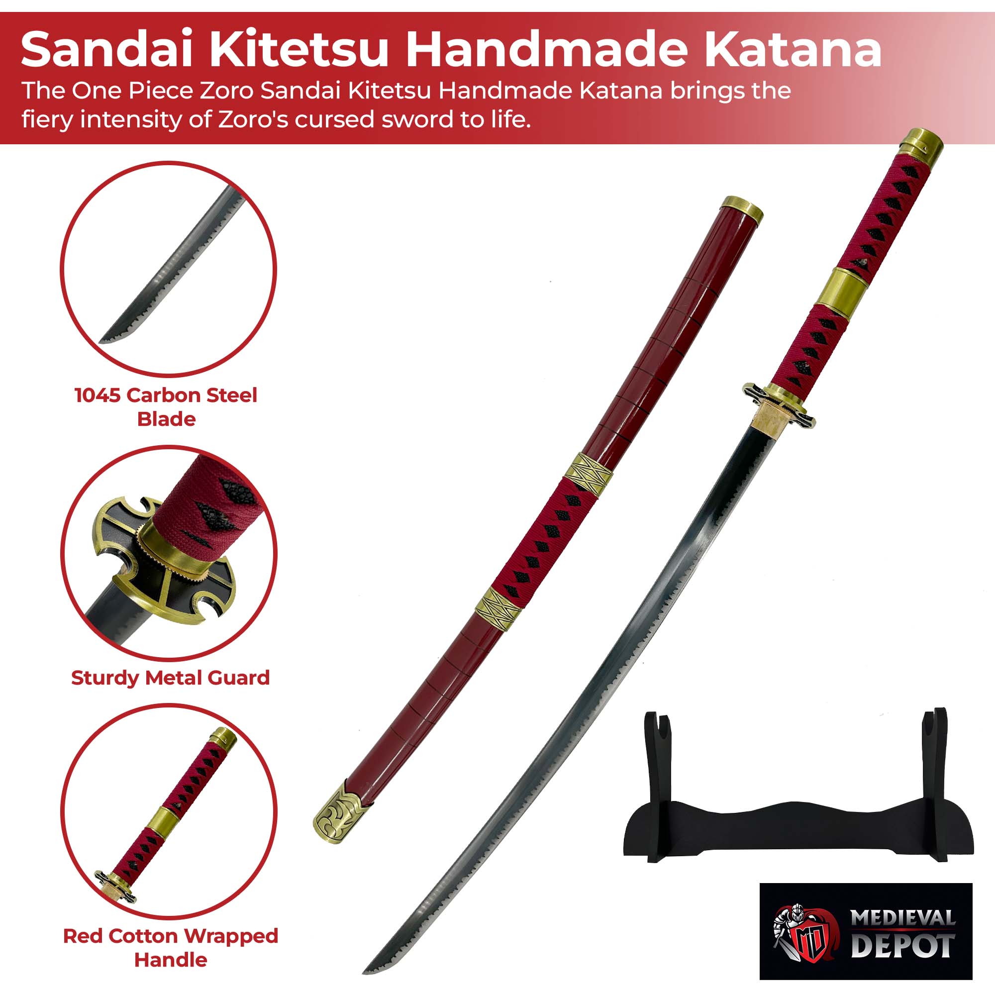 One Piece Zoro Sandai Kitetsu Handmade Katana Swords - Tophatter Daily Deals