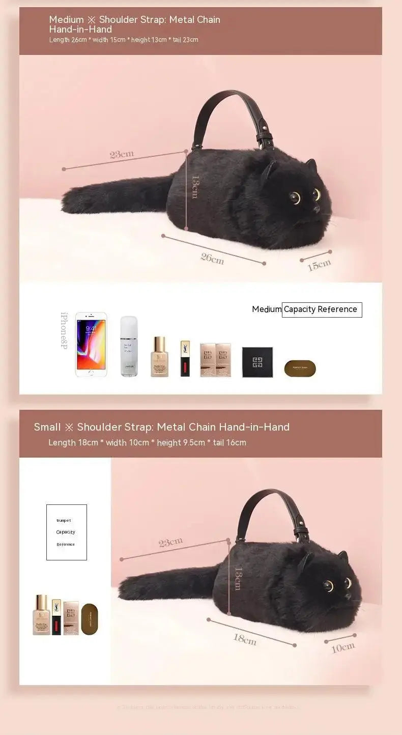 One Shoulder Bag Female Design Small Man Messenger Bag Versatile Hand Made Autumn and Winter Plush Cute Cat Bag - Tophatter Daily Deals