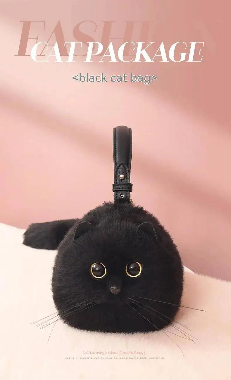 One Shoulder Bag Female Design Small Man Messenger Bag Versatile Hand Made Autumn and Winter Plush Cute Cat Bag - Tophatter Daily Deals