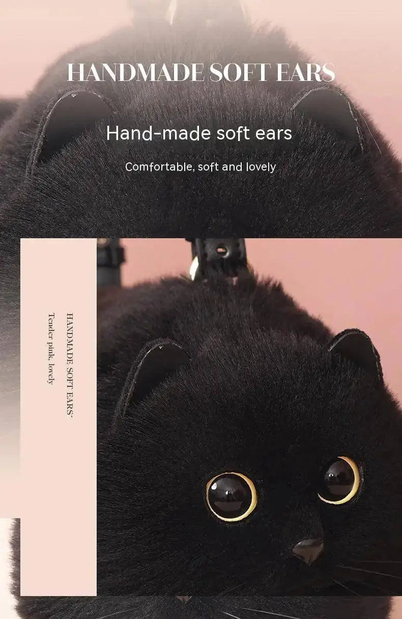 One Shoulder Bag Female Design Small Man Messenger Bag Versatile Hand Made Autumn and Winter Plush Cute Cat Bag - Tophatter Daily Deals