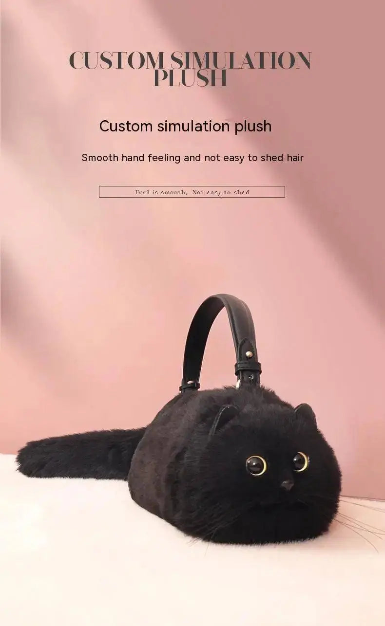 One Shoulder Bag Female Design Small Man Messenger Bag Versatile Hand Made Autumn and Winter Plush Cute Cat Bag - Tophatter Daily Deals
