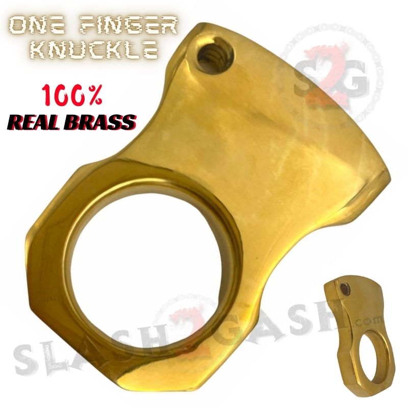 One Finger Knuckle Self Defense Key Ring - REAL BRASS Brass SD-KeyChain - Tophatter Daily Deals
