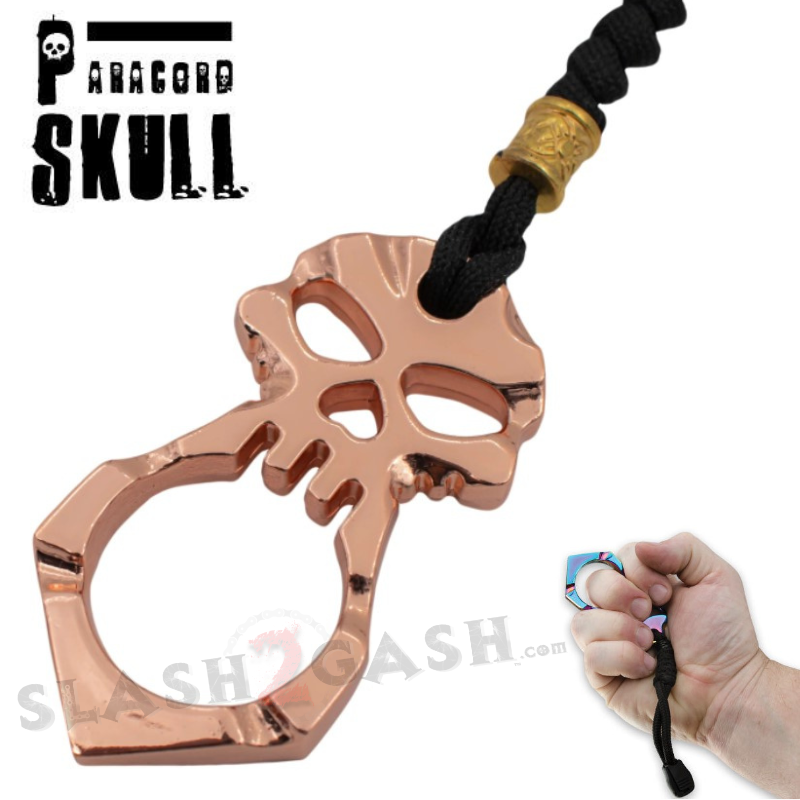 One Finger Skull Knuckle Paracord Self Defense Keychain - Copper Copper SD-KeyChain - Tophatter Daily Deals