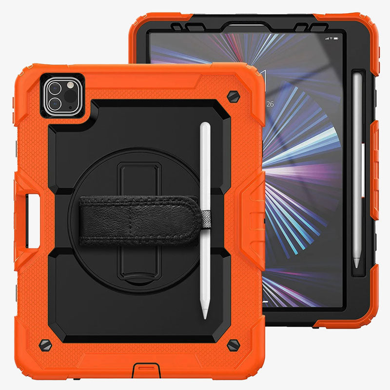Heavy Duty iPad Case Rugged Tablet Cover With Hand Strap Orange - Tophatter Daily Deals