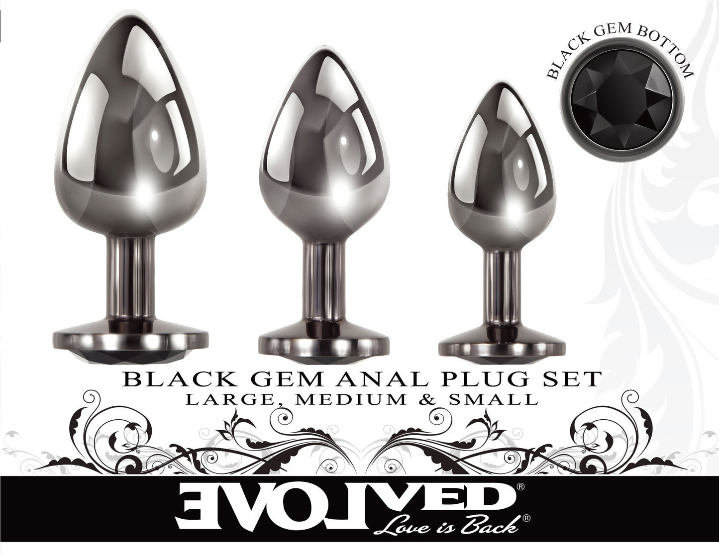 Evolved Black Gem Anal Plug Set – Metal Anal Plug Set > Anal Range > Butt Plug Kits - Tophatter Daily Deals