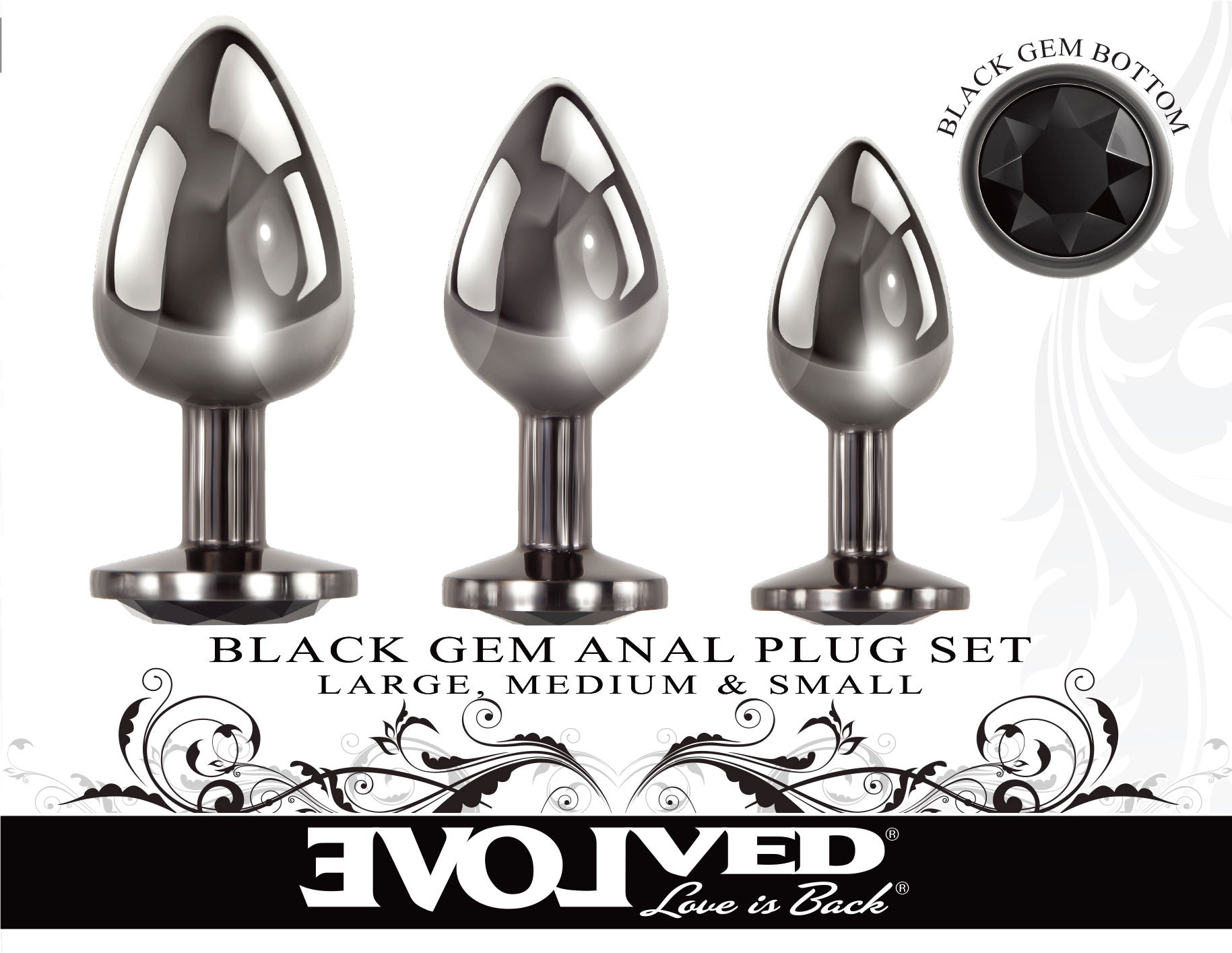 Evolved Black Gem Anal Plug Set – Metal Anal Plug Set > Anal Range > Butt Plug Kits - Tophatter Daily Deals