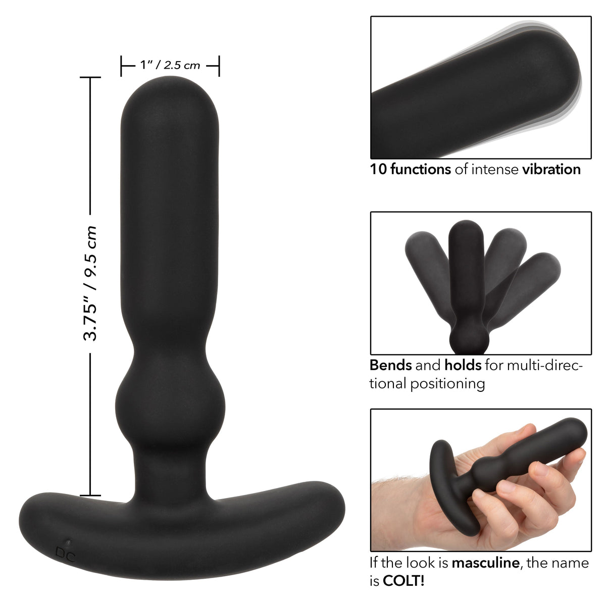 Colt Anal-T Black Flexible Vibrating Probe with 10 Intense Functions > Anal Range > Vibrating Butt Plugs - Tophatter Daily Deals