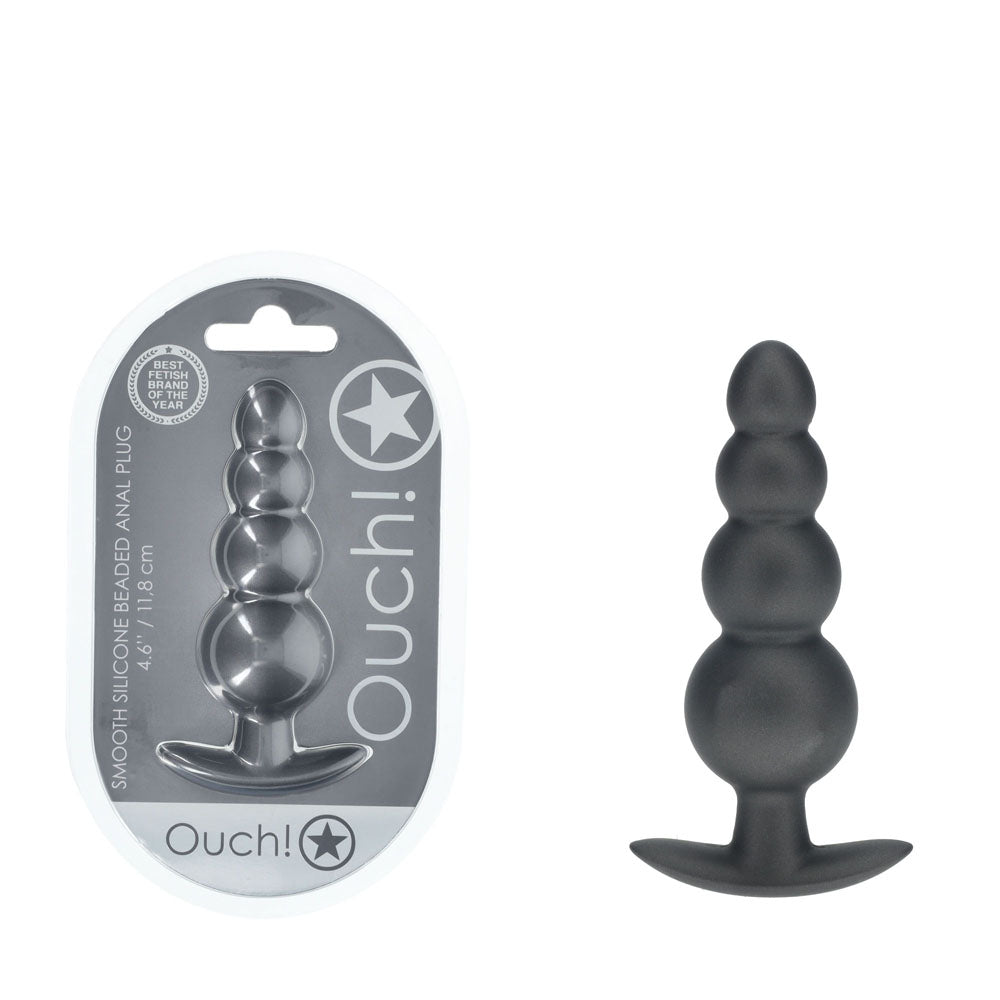 Ouch Beaded Anal Plug Gun Metal Grey 11.7 cm Silicone Butt Plug > Anal Range > Butt Plugs - Tophatter Daily Deals