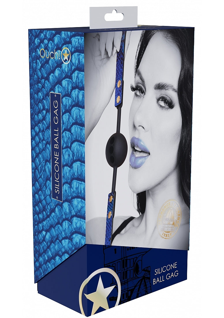 Ouch! Florence Collection Silicone Ball Gag with Blue Adjustable PU Leather Straps > Bondage Gear > Gags and Bits - Tophatter Daily Deals