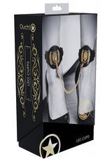 Ouch London Collection Leg Cuffs Black PU Leather with Iridescent Gold Chain > Bondage Gear > Restraints - Tophatter Daily Deals