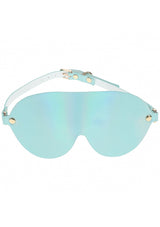 Ouch! Paris Collection Light Blue PU Leather Blindfold with Iridescent Hardware > Bondage Gear > Blindfolds - Tophatter Daily Deals