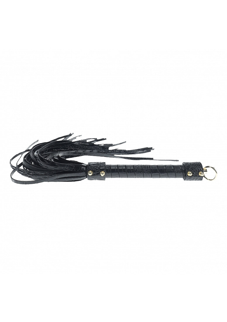 Ouch Rome Collection Flogger Black PU Leather with Iridescent Hardware > Bondage Gear > Whips & Floggers - Tophatter Daily Deals