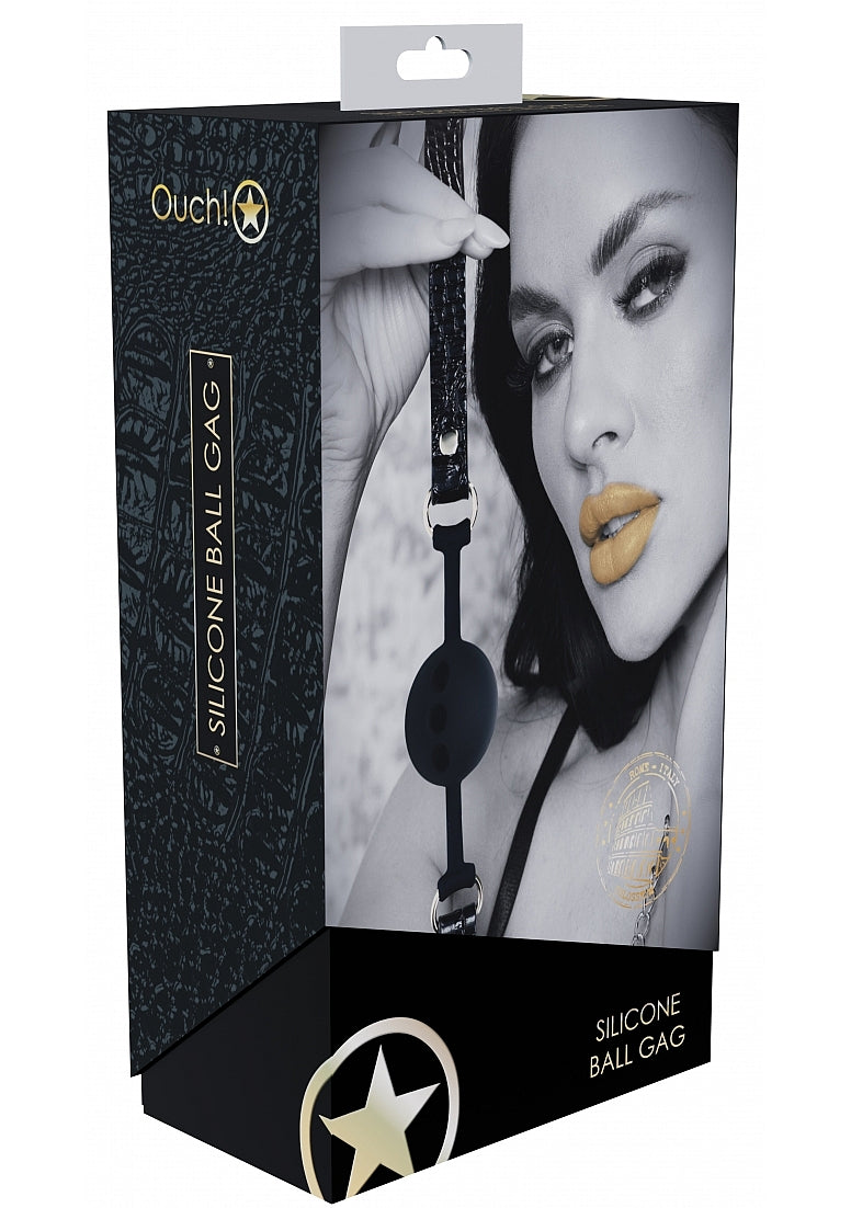 Ouch Rome Collection Silicone Ball Gag with Adjustable PU Leather Straps and Iridescent Hardware > Bondage Gear > Gags and Bits - Tophatter Daily Deals