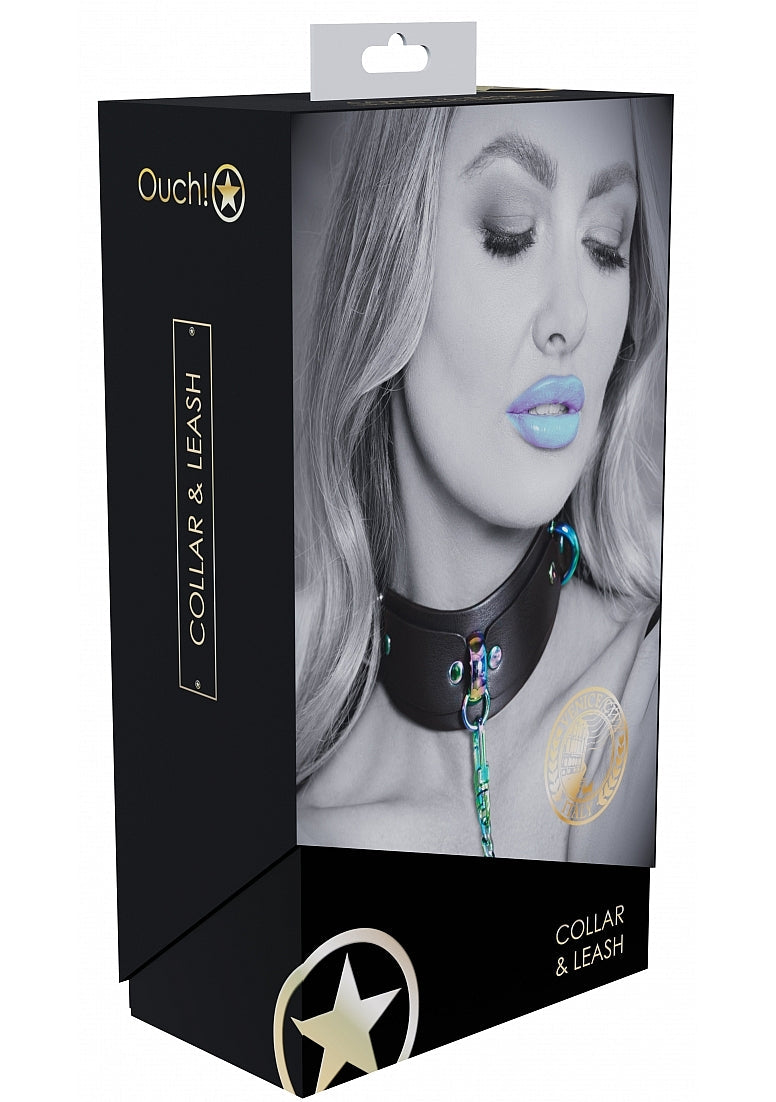 Ouch Venice Collection Collar with Iridescent Hardware and Leash > Bondage Gear > Collars & Leashes - Tophatter Daily Deals