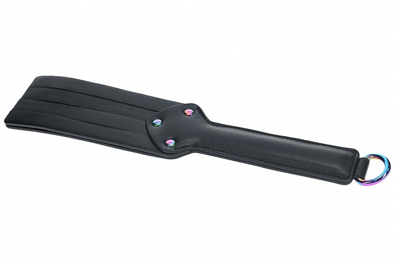 Ouch Venice Collection Paddle Black PU Leather with Iridescent Hardware > Bondage Gear > Paddles - Tophatter Daily Deals
