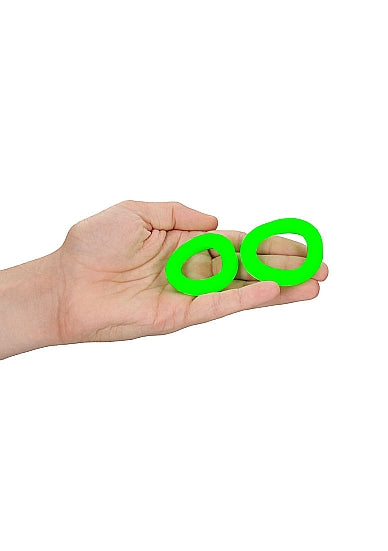 Ouch! Glow in the Dark Silicone Cock Ring Set Neon Green - Tophatter Daily Deals