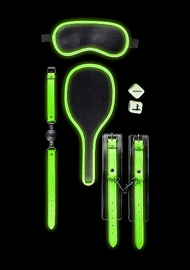 Ouch! Glow in the Dark 7-Piece Bondage Kit Neon Green - Tophatter Daily Deals