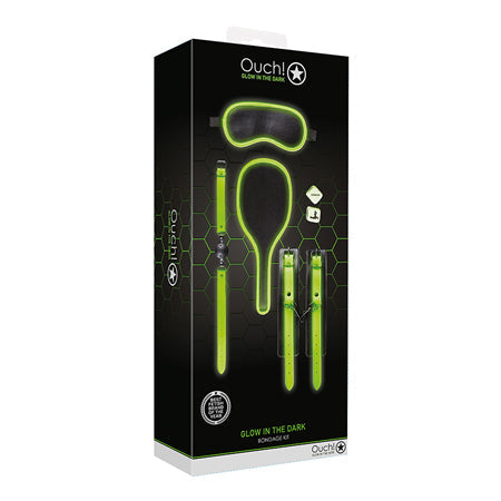 Ouch! Glow in the Dark 7-Piece Bondage Kit Neon Green - Tophatter Daily Deals