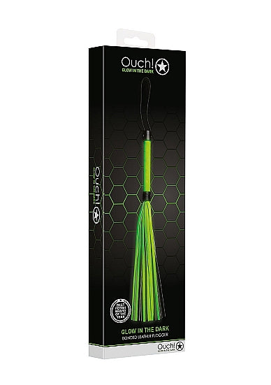 Ouch! Glow in the Dark Bonded Leather Flogger Neon Green - Tophatter Daily Deals