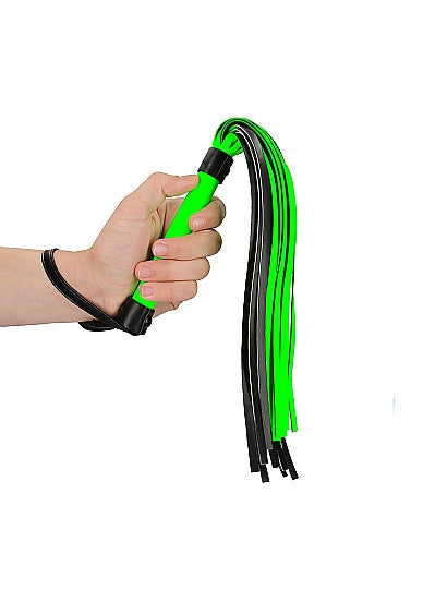Ouch! Glow in the Dark Bonded Leather Flogger Neon Green - Tophatter Daily Deals