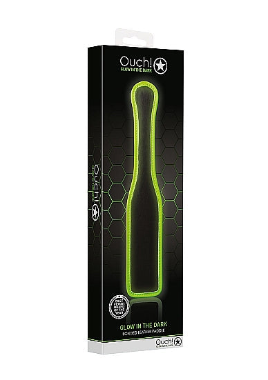 Ouch! Glow in the Dark Bonded Leather Paddle Neon Green - Tophatter Daily Deals